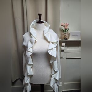 Black Label by Chico's Long  White Dressy Cardigan Size 8-10